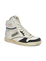 Distressed Leather High-Top Sneakers