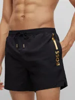 Quick-drying swim shorts with metallic logo