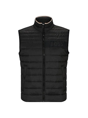 Water Repellent Padded Vest Jacket With 3D Logo Tape