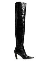 Marfa 85MM Crocodile-Embossed Leather Over-The-Knee Boots
