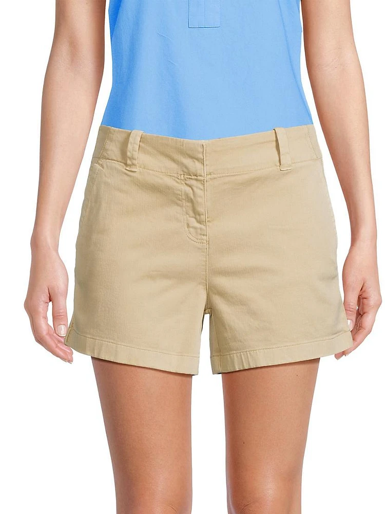 Herringbone Stretch Cotton Shorts