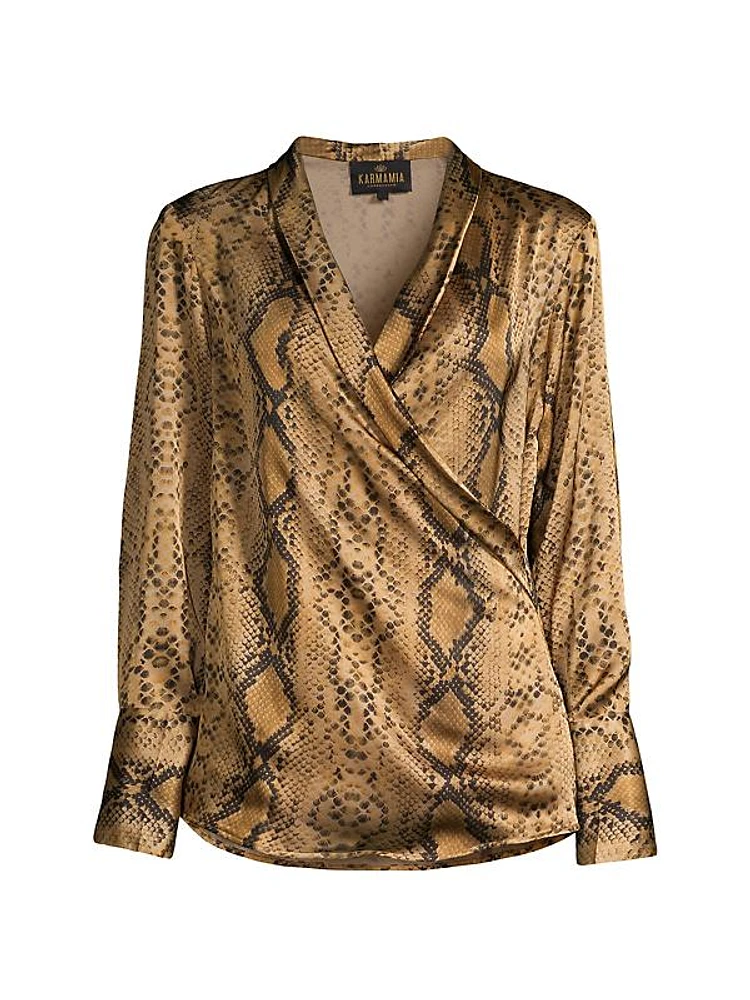 Billie Snakeskin-Print Satin Blouse