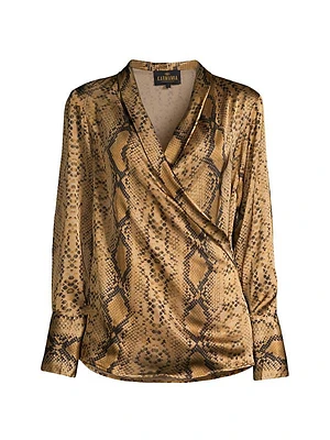 Billie Snakeskin-Print Satin Blouse