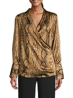 Billie Snakeskin-Print Satin Blouse