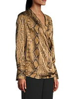 Billie Snakeskin-Print Satin Blouse