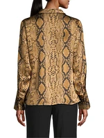 Billie Snakeskin-Print Satin Blouse