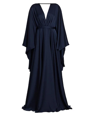 Marlene Butterfly-Sleeve Gown