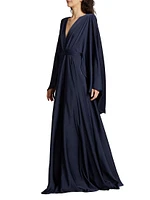 Marlene Butterfly-Sleeve Gown