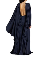 Marlene Butterfly-Sleeve Gown