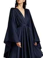 Marlene Butterfly-Sleeve Gown