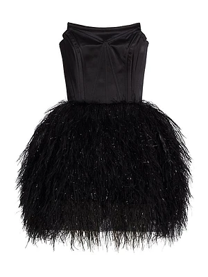 Xixi Strapless Feather Minidress