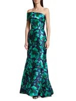 Floral Satin Trumpet Gown