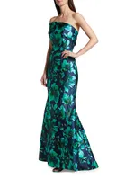 Floral Satin Trumpet Gown