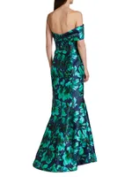 Floral Satin Trumpet Gown