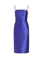 Satin Mikado Sheath Midi-Dress