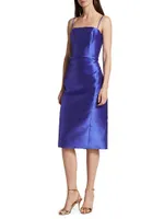 Satin Mikado Sheath Midi-Dress