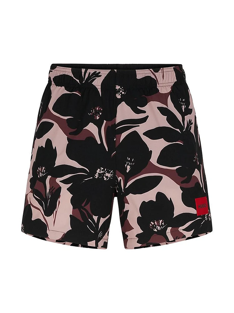 Quick-dry patterned swim shorts