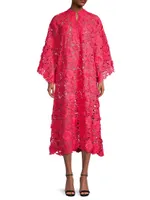 Floral-Lace Caftan Midi-Dress