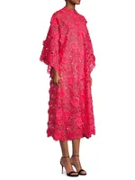 Floral-Lace Caftan Midi-Dress