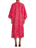 Floral-Lace Caftan Midi-Dress