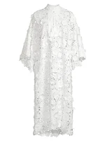 Floral-Lace Caftan Midi-Dress