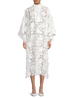 Floral-Lace Caftan Midi-Dress