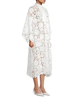 Floral-Lace Caftan Midi-Dress