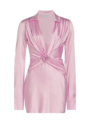 Antoinette Gathered Silk Minidress