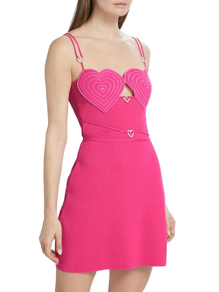 Heart-Accented Rib-Knit Body-Con Minidress