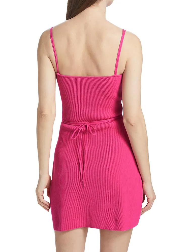 Heart-Accented Rib-Knit Body-Con Minidress