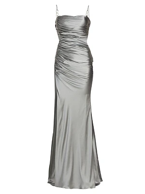 Bow-Embellished Silk Gown