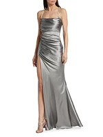 Bow-Embellished Silk Gown