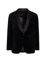 COLLECTION Grid Velvet One-Button Suit Jacket