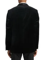 COLLECTION Grid Velvet One-Button Suit Jacket