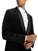 COLLECTION Grid Velvet One-Button Suit Jacket