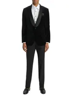 COLLECTION Grid Velvet One-Button Suit Jacket