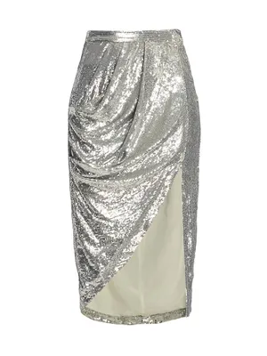 Lover Sequined Silk Crêpe De Chine Midi-Skirt