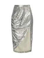 Lover Sequined Silk Crêpe De Chine Midi-Skirt