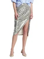 Lover Sequined Silk Crêpe De Chine Midi-Skirt