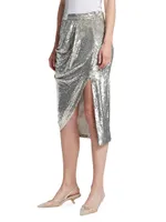 Lover Sequined Silk Crêpe De Chine Midi-Skirt