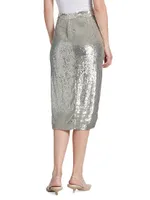 Lover Sequined Silk Crêpe De Chine Midi-Skirt