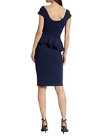 Peplum Cap-Sleeve Midi-Dress