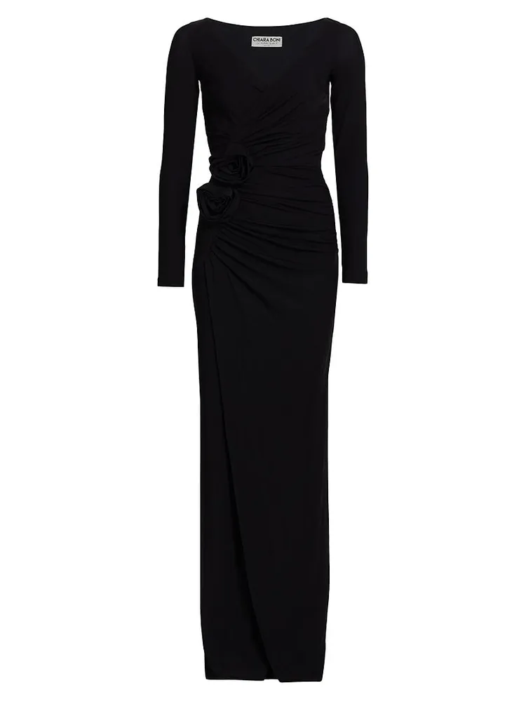 Tarcisia Rosette Draped Jersey Gown