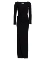 Tarcisia Rosette Draped Jersey Gown