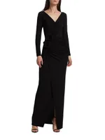 Tarcisia Rosette Draped Jersey Gown