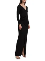 Tarcisia Rosette Draped Jersey Gown