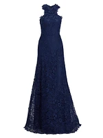 Lace Halter Fit-&-Flare Gown