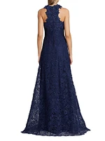 Lace Halter Fit-&-Flare Gown