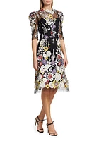 Embroidered Floral Cocktail Dress