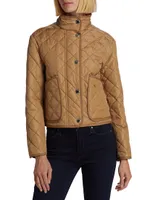 Diamond-Quilted Nylon Cropped Jacket